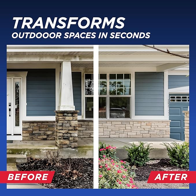 30 Seconds Outdoor Cleaner | Cleans Moss Stains from House, Vinyl Siding, Deck, Patio, Fence - 3 Capped Bottles, 1 Hose End Spray Attachment (64 Fl Oz (Pack of 3)