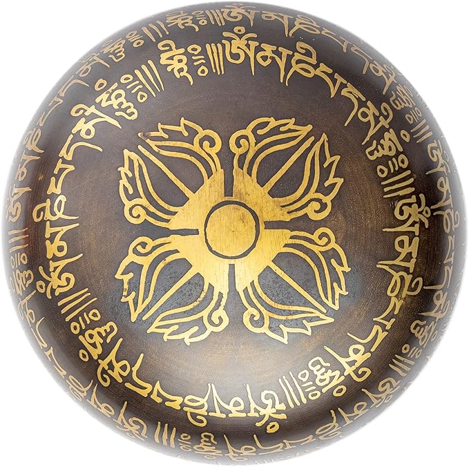 Tibetan Singing Bowl Set - 4" Easy To Play Authentic Handmade For Meditation Sound 7 Chakra Healing By Himalayan Bazaar (Black & Red)