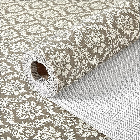 Drawer and Shelf Liner, Non-Slip Kitchen Cabinet Liners Non-Adhesive Thick Strong Grip Waterproof Washable Mats Protect Dresser Shelves Cupboard Bathroom Cabinets, Boho: Beige, 24 in X 10 FT