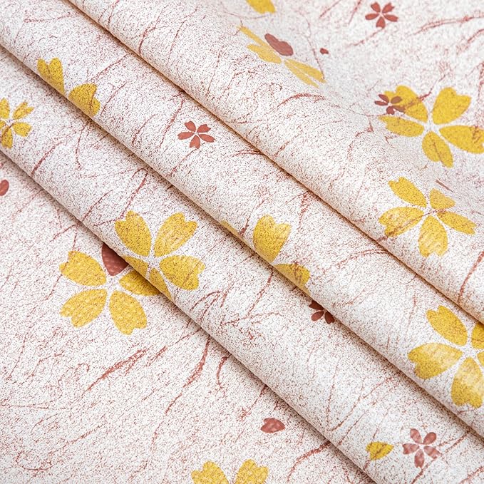 RAY STAR 18X96 Inch Shelf Liner for Kitchen Cabinets, Non-Adhesive Cabinet Liner Washable, PVC Drawer Liner for Dresser Non-Slip Bathroom (Yellow-Floral)(4 Roll)