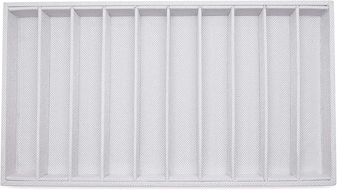The Display Guys - Stackable Jewelry Tray and Organizer - for Drawers, Dressers, Store Display (10 Compartments, White Burlap)