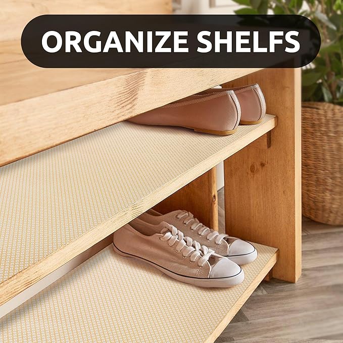 RAY STAR 18X96 Inch Shelf Liner for Kitchen Cabinets, Non-Adhesive Cabinet Liner Washable, PVC Drawer Liner for Dresser Non-Slip Bathroom (Yellow Circle)(5 Roll)