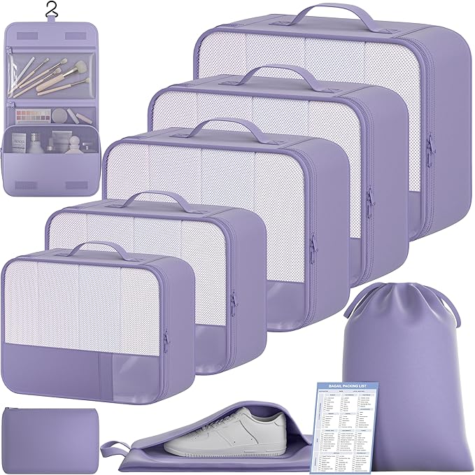 BAGAIL 9-Piece Packing Cube Set with Packing List, Luggage Packing Organizers for Travel Accessories