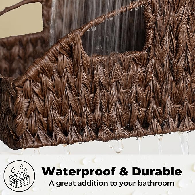 GRANNY SAYS Wicker Storage Basket for Shelves, Wicker Basket with Handles, Trapezoid Woven Baskets for Storage, Decorative Baskets for Home Decor, Brown, 2 Pack