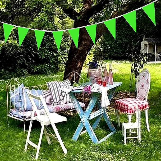 100 Feet Green Pennant Banners Flags String Hanging Triangle Bunting Flags,Party Decorations for Grand Opening,Kids Birthday,Carnival,60 PCS