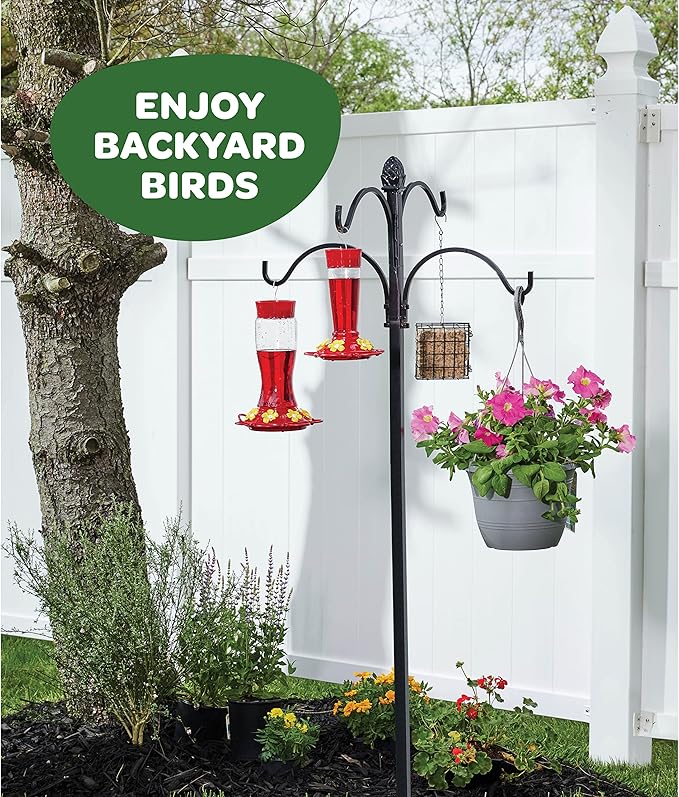 Hummingbird Feeder 30 oz [Set of 2] Glass Hummingbird Feeders for Outdoors - with Built-in Ant Guard - Circular Perch with 7 Feeding Ports - Wide Mouth for Easy Filling/2 Part Base for Easy Cleaning
