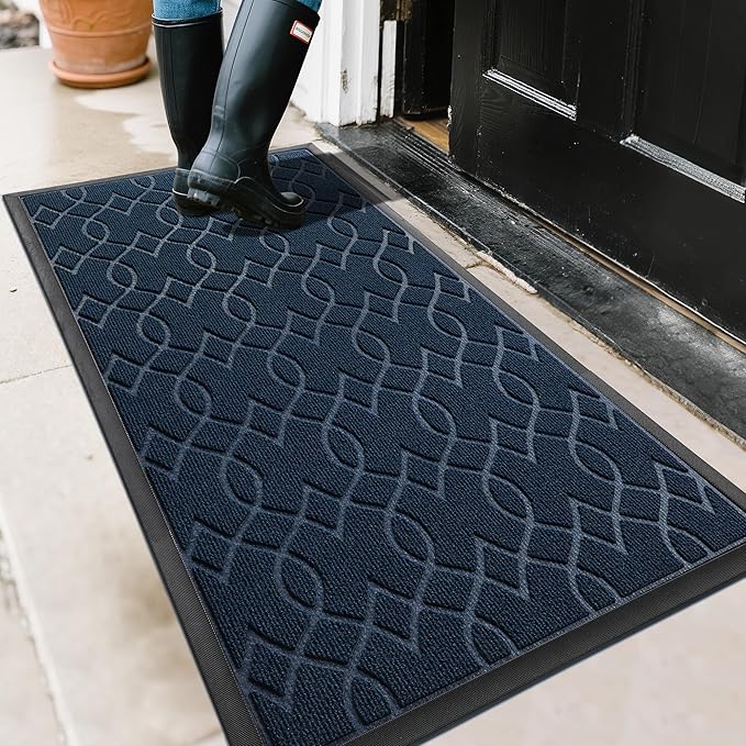 Yimobra Large Door Mat 47x24, All-Season Waterproof Doormat Outdoor Entrance, Heavy Duty Non-Slip Outside Door Mat for Garage Patio Porch Entryway Indoor, Easy Clean, Blue