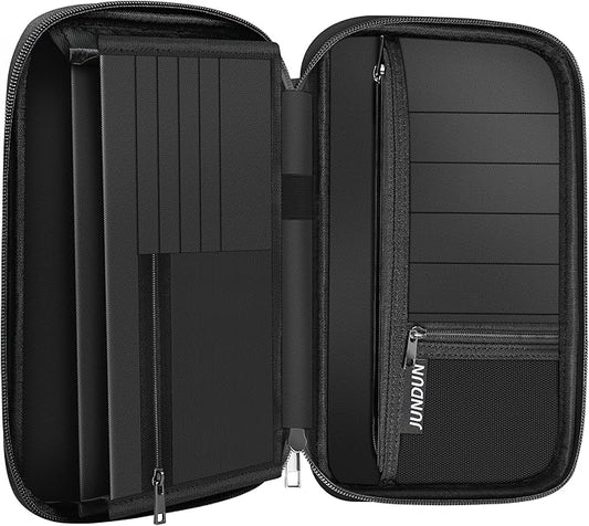 JUNDUN Family Passport Holder,Upgraded Material Fireproof Travel Passport Wallet with 2 Pockets,Travel Document Organizer Case for Passport,Card and Money