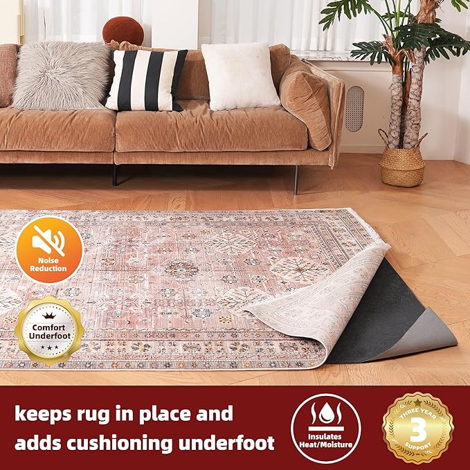BAGAIL Felt and Natural Rubber Backing Rug Pads 1/8” Thick, 8 x 10 Ft Non Slip Rug Gripper Keep Rugs in Place, Under Area Rug Protective Cushioned Pads, Carpet Runners, Hardwood Floors Protection