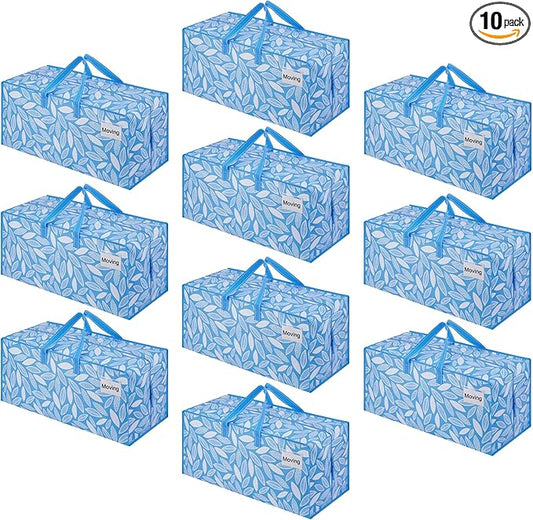 VENO 10 Pack Heavy Duty Moving Bags with Backpack Straps, Zippers & Handles, Extra Large Packing Bags for College Dorm Essentials, Moving Supplies Alternative to Cardboard Moving Boxes