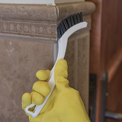 SPARTA Flo-Pac Grout Brush with Nylon Bristles, Scrubber with Handle for Bathroom and Kitchen Tile, 8", White