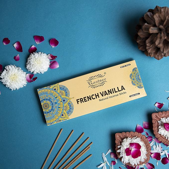 Raajsee Vnilla Incense Sticks 100 Gm Pack-100% Natural Insence Sticks -Organic Non Toxic - Charcoal Free - for Church,Aroma Therapy,Relaxation,Meditation
