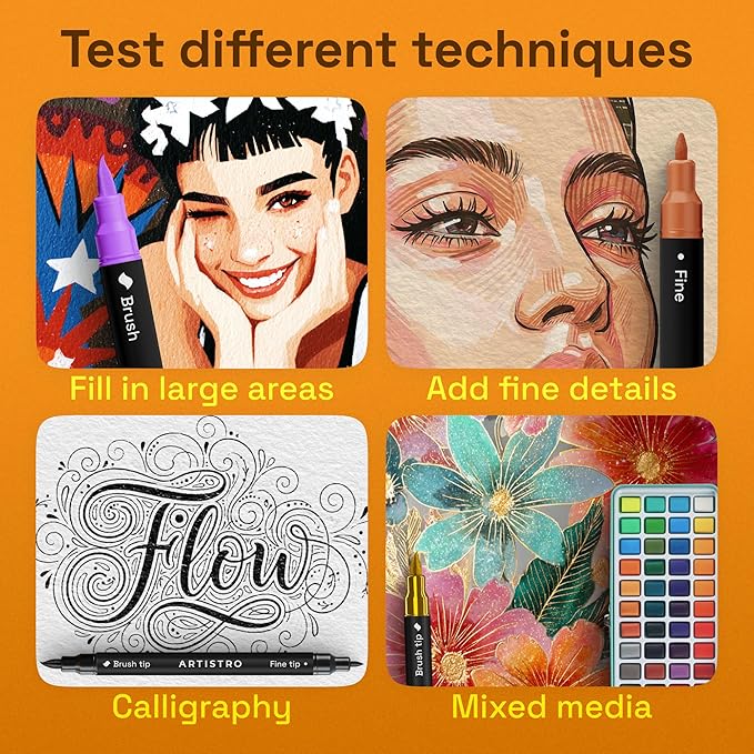 ARTISTRO 240 Acrylic Paint Markers - Paint Pens for Drawing, Brush + Fine Tips - For Fabric, Rock, Glass, Wood, DIY - Art & Craft Supplies for Adults, Teens, Kids - Teacher Appreciation Gift
