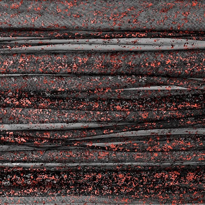 Horaldaily Black Red Gold Gauze Tablecloth 60x120 Inch Rectangular, Black Red Sequin Glitter Metallic Foil, Sheer Tulle Cheesecloth for Wedding Baby Shower Ceremony Birthday