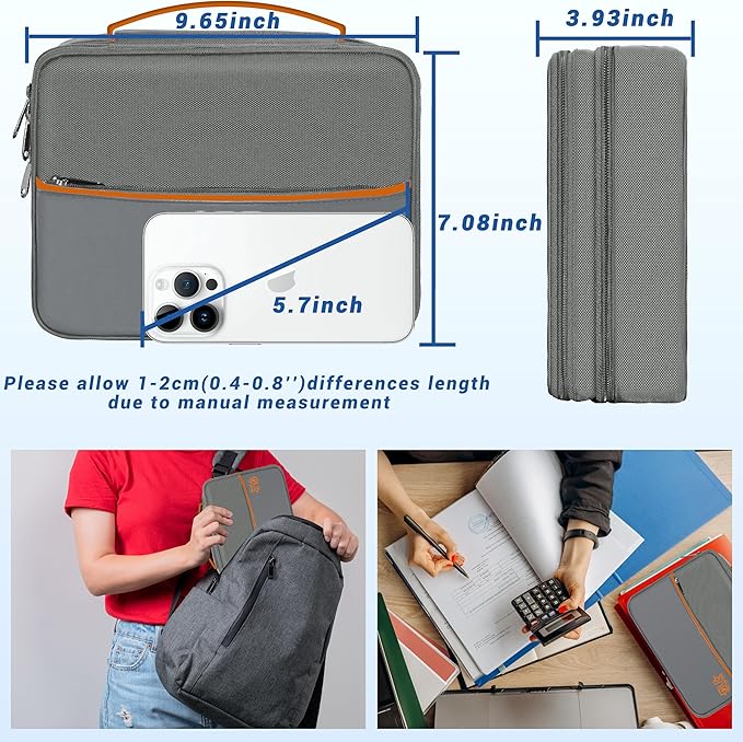 Electronics Organizer, Travel Cord Organizer Pouch, Portable Cable Organizer Bags, Waterproof Electronic Accessories Storage Case for Cables, Cords, Charger, Phone (Double Layer-Gray)