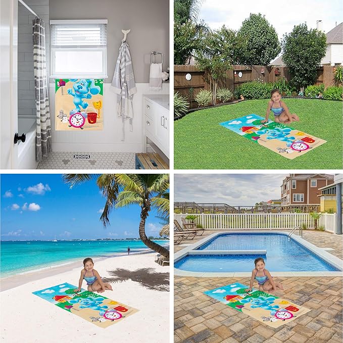 Franco Kids Super Soft Cotton Bath/Pool/Beach Towel, 58 In x 28 in, Blues Clues