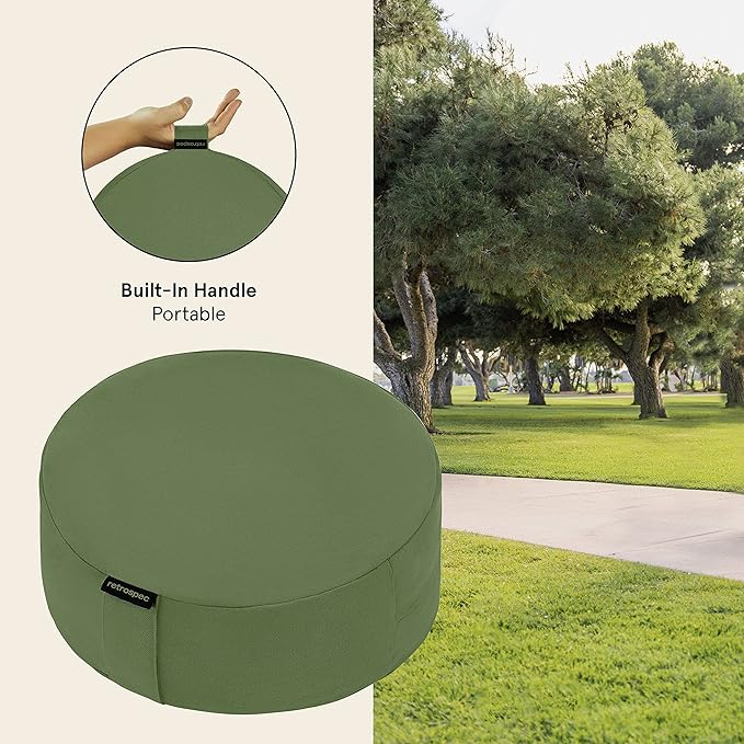 Retrospec Sedona Zafu Meditation Cushion Filled w/Buckwheat Hulls - Yoga Pillow for Meditation Practices - Machine Washable 100% Cotton Cover & Durable Carry Handle, Round