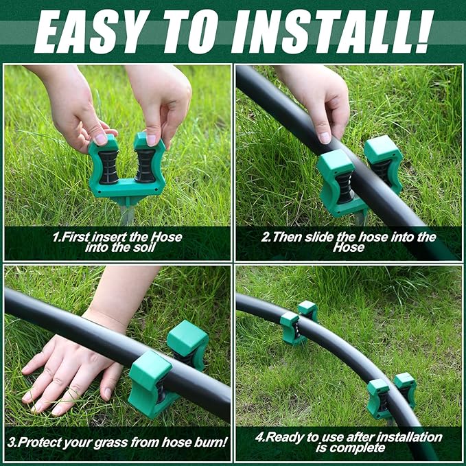 Yaocom 5 Pcs Hose Guide for Garden 10 Inch Rust Proof Metal Garden Spike Roller Reel Lawn Hose Support Spike Stakes Holder for Yard Lawn Plant Protection