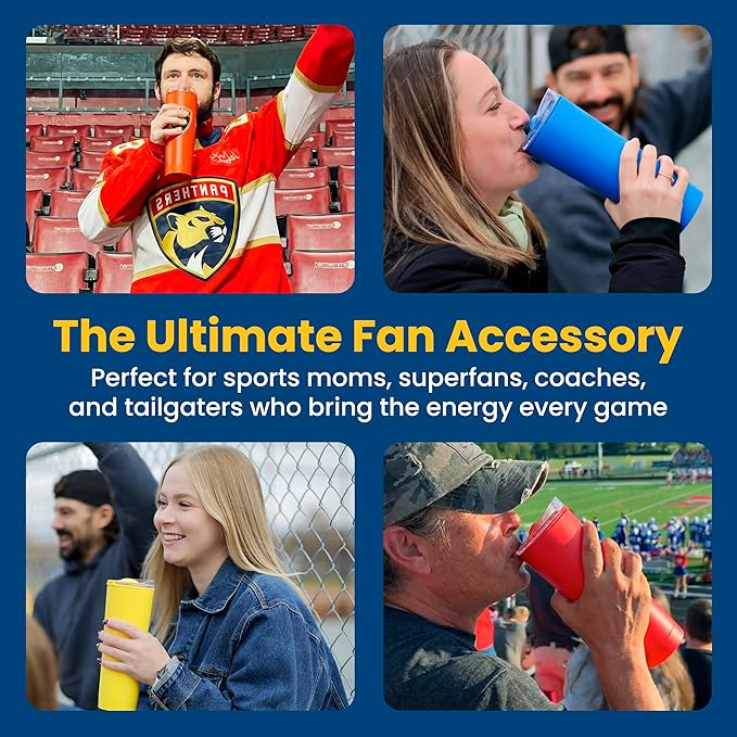 The LoudCup Blow Horn Tumbler, Cheer & Sip 2-in-1 Reusable Water Bottle with Built-In Horn for Sports Games, Tailgates, Parties & Events, BPA-Free