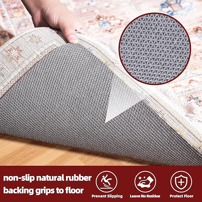 BAGAIL Felt and Natural Rubber Backing Rug Pads 1/8” Thick, Round 6 Feet Non Slip Rug Gripper Keep Rugs in Place, Under Area Rug Protective Cushioned Pads, Carpet Runners, Hardwood Floors Protection