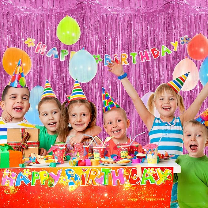 Streamer Party Decorations - 3.28 ft x 6.56 ft Metallic Foil Fringe Curtains Party Streamer Photo Backdrop for Birthday, Wedding, Baby Shower & Holiday Decor