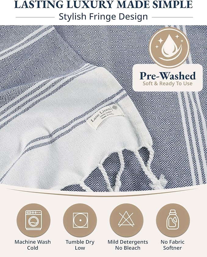 LANE LINEN 4 Pack Beach Towels – Oversized, Pre-Washed, Quick Dry, Sandproof, Lightweight & Absorbent Travel Towels – Extra Large Pool/Bath Towel – Multi