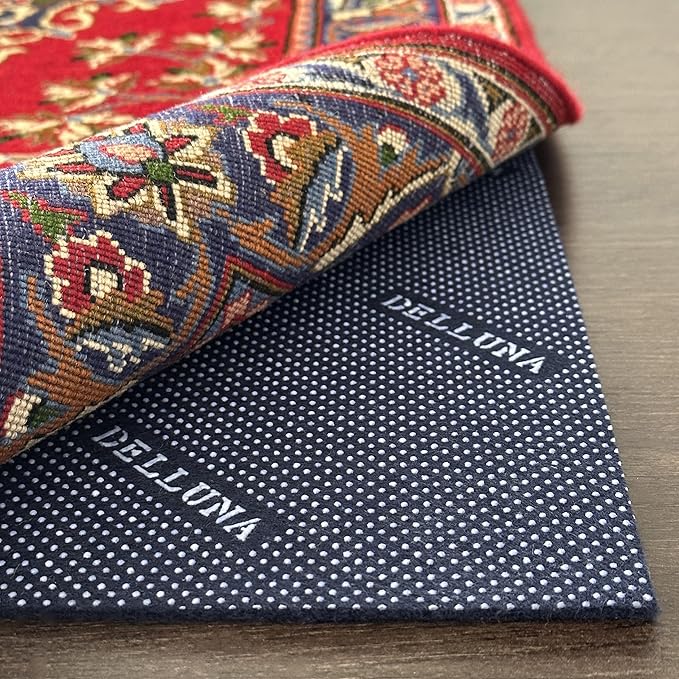 DELLUNA Non-Slip Area Rug Pad 1/8" Thick Double Side Rubber + Felt, 2'x8' Premium Deluxe Cushioned- Safe for All Floors, Adds Comfort and Protection, Ultra Strong Grip, Stop Rug from Moving.