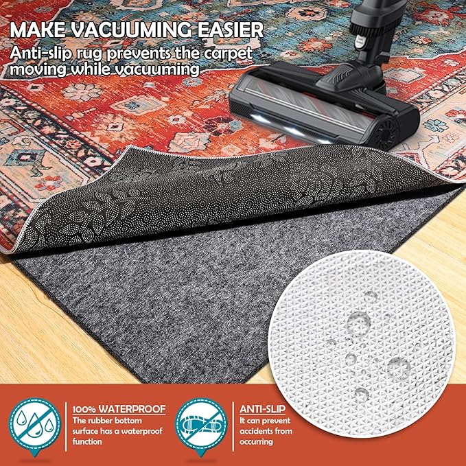 Waterproof Rug Pad, Thick 2x3 Ft Under Area Rug Carpet Pad, Non Slip Rug Pads for All Floors and Hardwood Floors Finishes, Keep Carpets in Place Soft and Prevent Rug from Wrinkling or Buckling