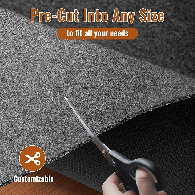 Comfypad - Felt Rug Pad, 2 x 10 Ft Rubber Non-Slip Rug Pad Gripper, Keep Rugs Secure and in Place, Extra Strong Under Carpet Mat Cushion - for All Floors