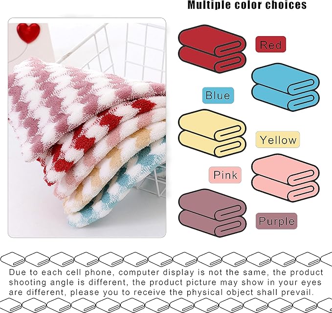 10 Pack Heart Microfiber Face Cloths for Washing face, Highly Absorbent Cleaning Towels, Microfiber Rags for Washing Dishes, Car, Window Clean Cloth(55-12)