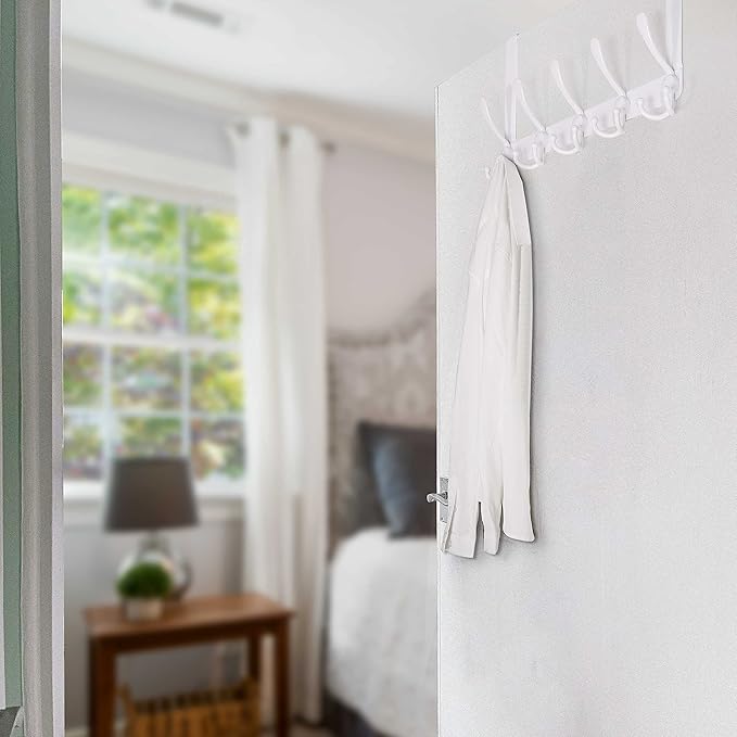 WEBI Over The Door Hooks,Door Hanger,Triple Door Hooks for Hanging Over The Door Towel Rack,Door Coat Hanger,Door Coat Rack for Clothes,Towels,Back of Bathroom,White