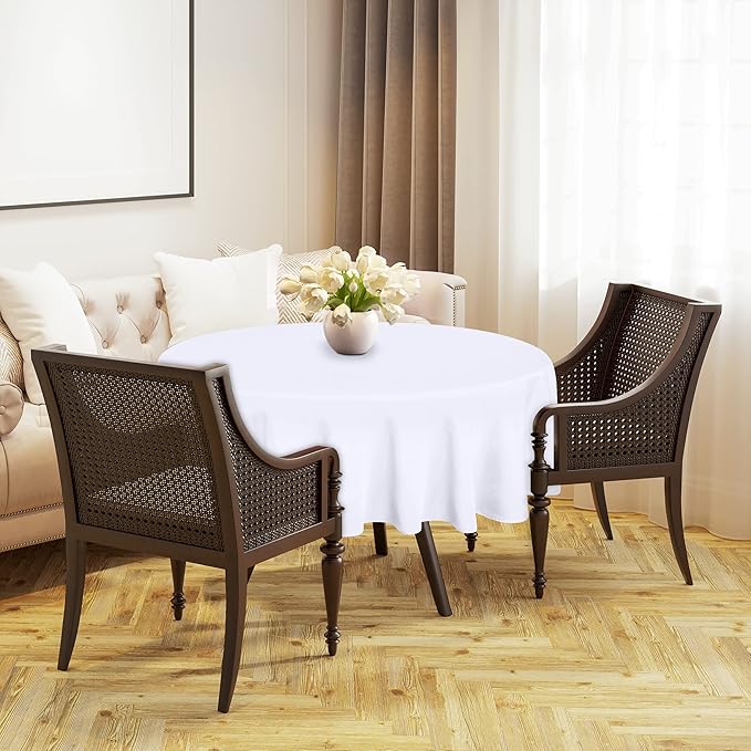 Utopia Kitchen Round Table Cloth 2 Pack(90 Inches, White), Tablecloth Machine Washable, Polyester Table Cover for Dining, Buffet Parties, Picnics, Events, Weddings and Restaurants