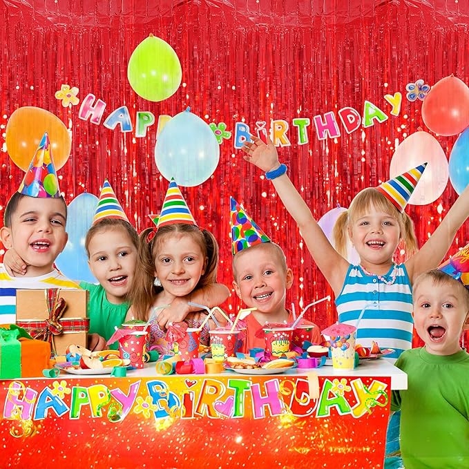 Streamer Party Decorations - 3.28 ft x 6.56 ft Metallic Foil Fringe Curtains Party Streamer Photo Backdrop for Birthday, Wedding, Baby Shower & Holiday Decor