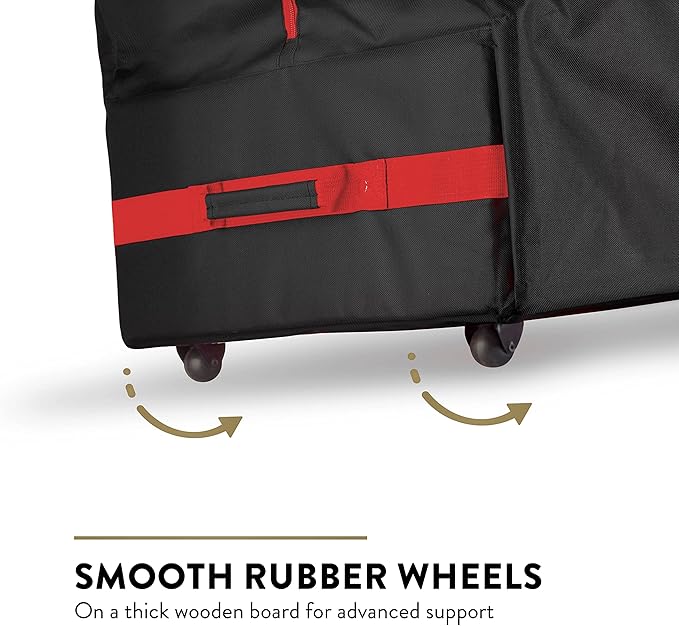 ZOBER 600D Oxford Fabric Rolling Christmas Tree Storage Bag - Fits 7.5 Ft Artificial Trees - Waterproof Christmas Tree Bag For Storage Box For Xmas, Durable Handles and Wheels - Card Slot - Black