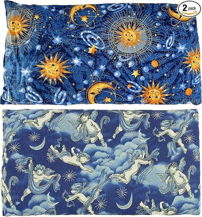 Nature's Approach - Basic Herb Pack Rice Heating Pad Microwavable Reusable Heat Pack with Herbal Aromatherapy, Freezer and Microwave Safe for Hot and Cold Therapy, 2 Pack Angel and Celestial Indigo