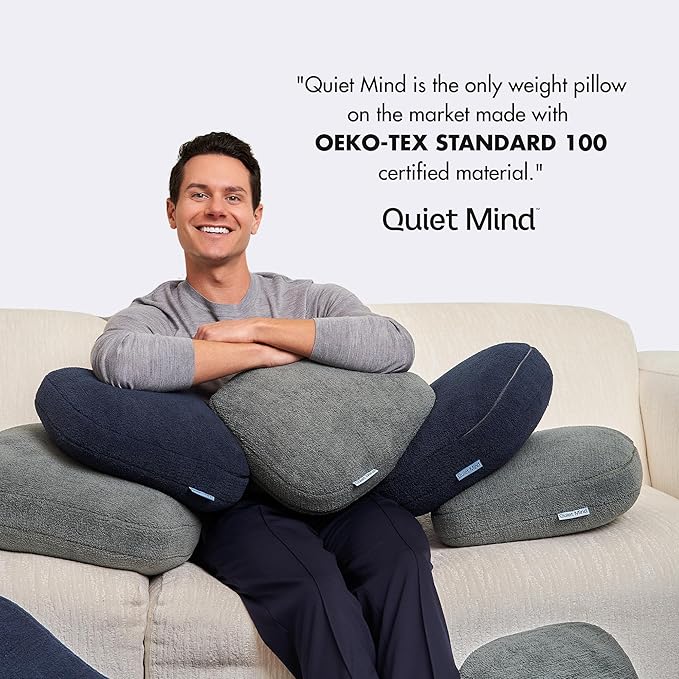 Quiet Mind Weighted Pillow for Adults 6 Lbs - Get Better Sleep - Sustainably Made and Chemical Free - Machine Washable (Small, Agave Green)