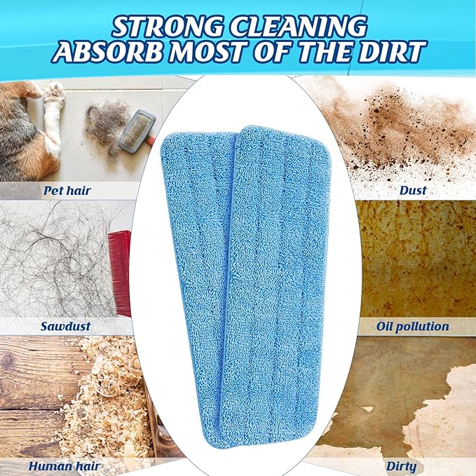 Gandeer 40 Pack Microfiber Mop Pads, Machine Washable Cleaning Flat Mop Head Replacement, Reusable Household Pads for Hardwood and Hard Surface Floor Cleaning and Scrubbing