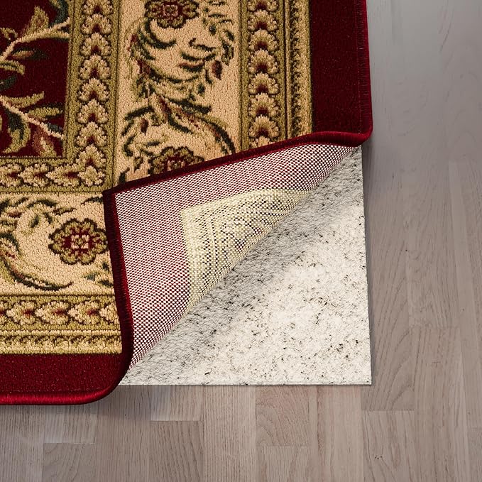 Ottomanson Non Slip Rug Pad Grip 8x11 1/8 Thick, Protection for Any Flooring Surface, Keep Your Runner Rug and Area Rugs in Place, 7'8" x 11', Beige