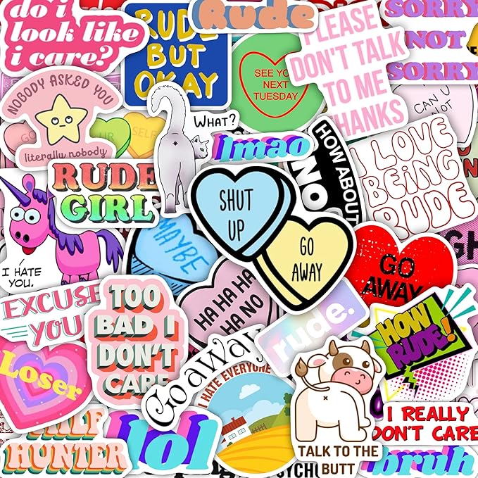 BulbaCraft 100Pcs Funny Rude Stickers for Adults, Crude Humor Stickers - Rude Gifts for Women, Gifts for Women & Men