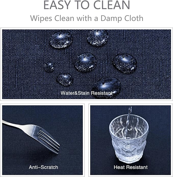 Rectangle Tablecloth Waterproof 60x144 inch Linen Textured Table Cloth Stain and Wrinkle Resistant Washable, Decorative Fabric Table Cover for Dining, Party and Camping, Navy Blue