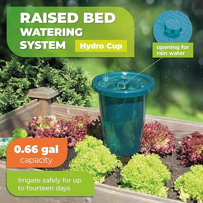 BioGreen HYDRO CUP Self Watering Planter Insert | 0.66 gal | Clay Spikes & Cup | Plant Watering Globes w/ Level Indicator | Terracotta/Green | 4 Pcs