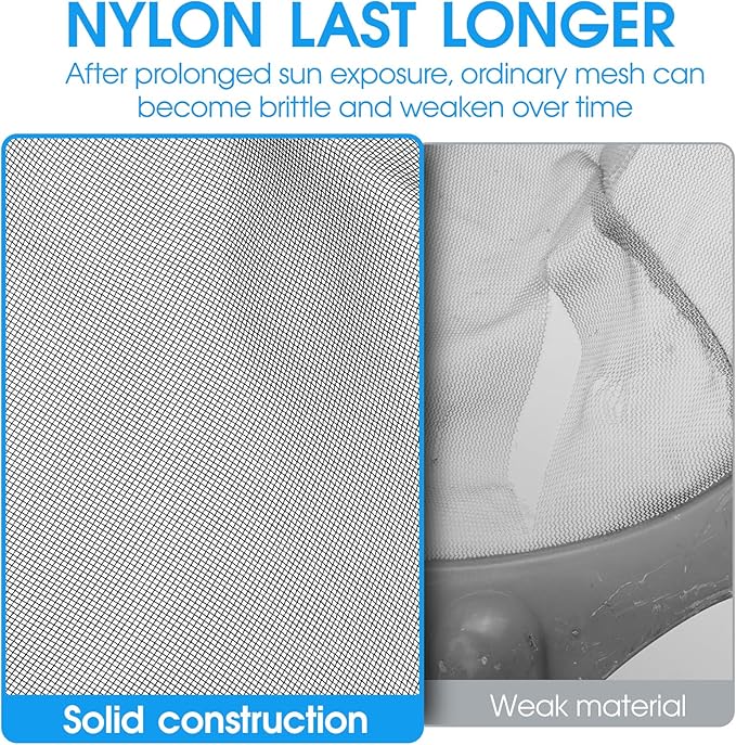 17.5'' Self-Repair Pool Net with Pole 10 Ft Thick Aluminum 8 Sections Detachable Pool Poles with Hidden Hook Retriever & Nylon Fine Mesh Netting Pool Skimmer Net for Above Ground In-ground Pools
