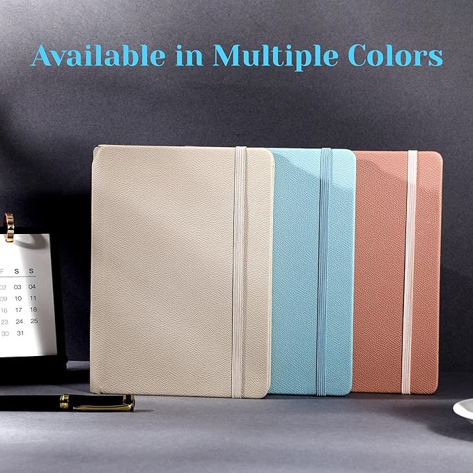 CAGIE Textured Hardcover Lined Journal for Women and Men, A5 Leather Journal Notebook with 256 Pages, 100GSM Paper – College Ruled Journaling Notebook for Writing, Work, School, Daily Diary