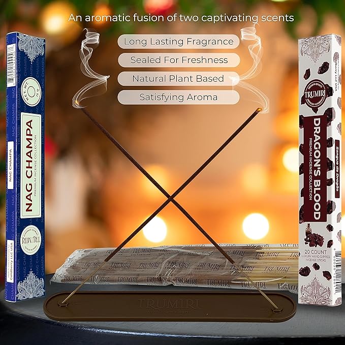 Trumiri Incense Sticks - Combo Pack of 35 Insence-Sticks - 15 Nag Champa + 20 Dragons Blood - Insenses - Insents - Incents - Inscense - Incence - Incienso - All Natural Incense Sticks