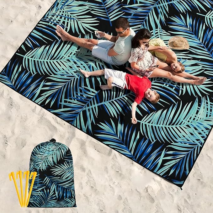 HIHOHO Beach Blanket Waterproof Sandproof Extra Large Beach Mat 79" X 83"/120"x108" for 1-8 Adults Quick Drying Durable Outdoor Picnic Mat for Beach Travel Camping Hiking