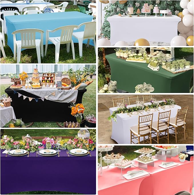 Obstal Spandex Table Cover 4ft Fitted Tablecloth Rectangular - Stretch Rectangle Folding Table Cloth for Birthday Party Wedding Banquet, Dark Red, 48L x 24W Inch