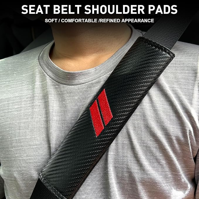 for Challenger Seat Belt Covers for Charger Seat Belt Pads for Dodge Accessories Durango Journey Car Seatbelt Covers Leather Seatbelt Shoulder Strap Cushion (2 Pcs, Red Stitches)