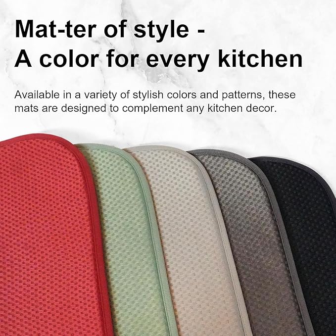 2 Packs Dish Drying Mats for Kitchen Counter, Drying Mat Kitchen Counter, Sage Green Kitchen Dish Drying Mat & Dish Dryer Mat for Drying Dishes, 20 x 15 inches (Green)