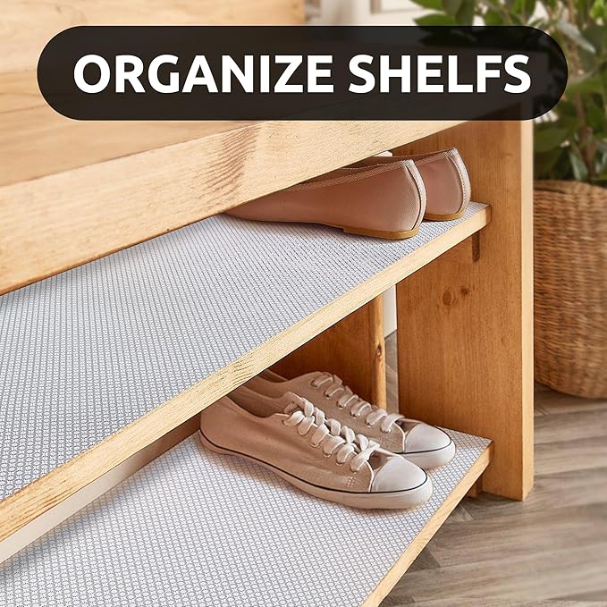 RAY STAR 12X120 Inch Shelf Liner for Kitchen Cabinets, Non-Adhesive Cabinet Liner Washable, PVC Drawer Liner for Dresser Non-Slip Bathroom (Black Circle)(5 Roll)