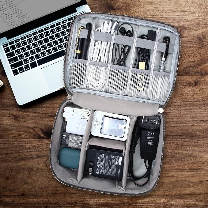 VOCUS Electronics Organizer Travel Cable Organizer Bag for Electronics Accessories, Portable Tech Carring Large Storage Case for Charger, Cord, Power Bank, Hardware